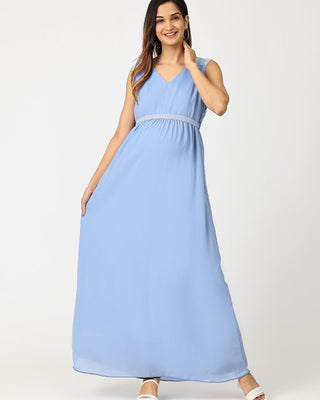 Maya Blue with Sequins Maternity Gown - DRS-MABSQ-S
