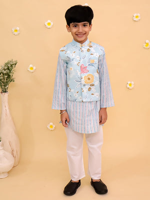 Megh Malhaar Girls Anarkali Kurta Set & Boys Jacket And Kurta Pajama Set- Ethnic Combo - Twinning Combo