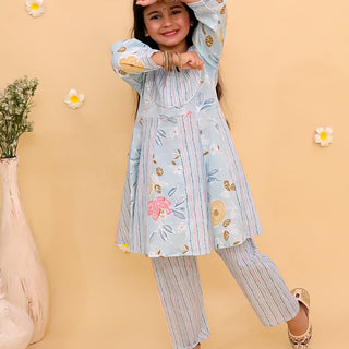 Megh Malhaar Girls Floral Print Anarkali Kurta Set - KES - SC - MGMGR - 0 - 6