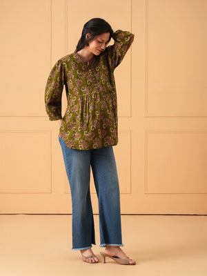 Mehendi Ease Embroidered Maternity and Nursing Top - S Maternity and Nursing Tops