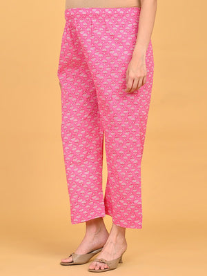 Side view maternity pants with elasticated waistband.