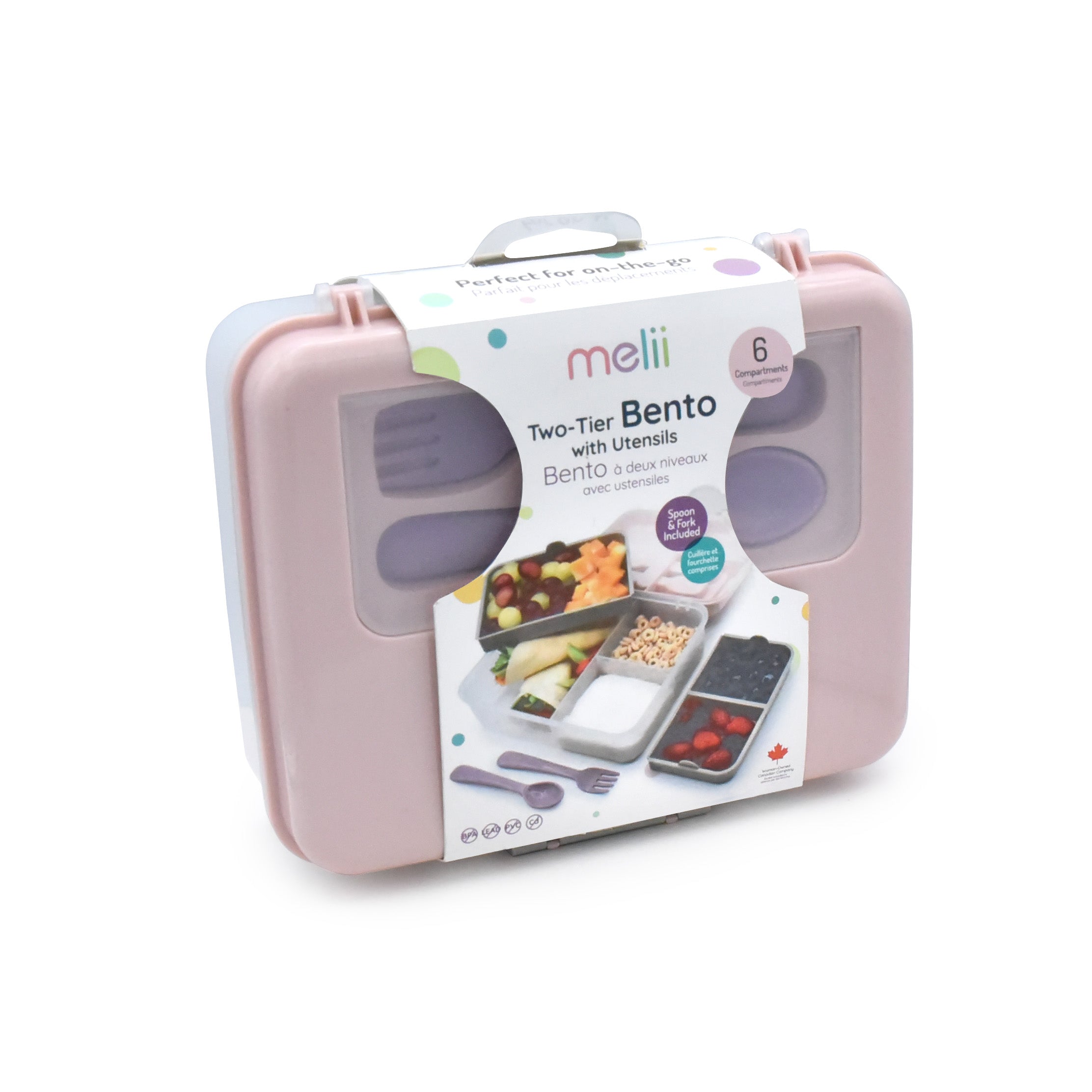 Melii 2 Tier Bento Lunch Box - Pink, Purple, Grey - 21500