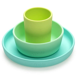 Melii 3 Piece Silicone Feeding Set Lime, mint, blue - 13600