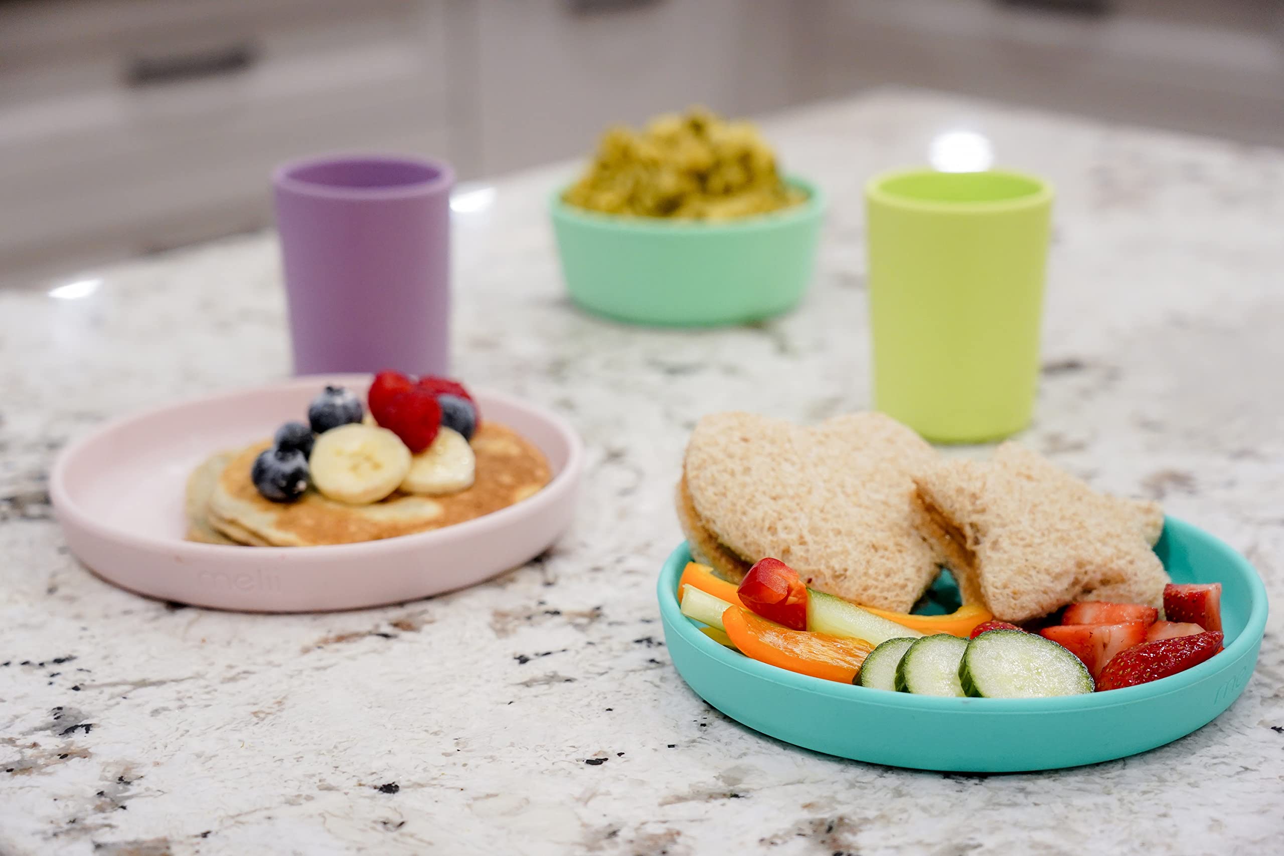 Melii 3 Piece Silicone Feeding Set Lime, mint, blue - 13600