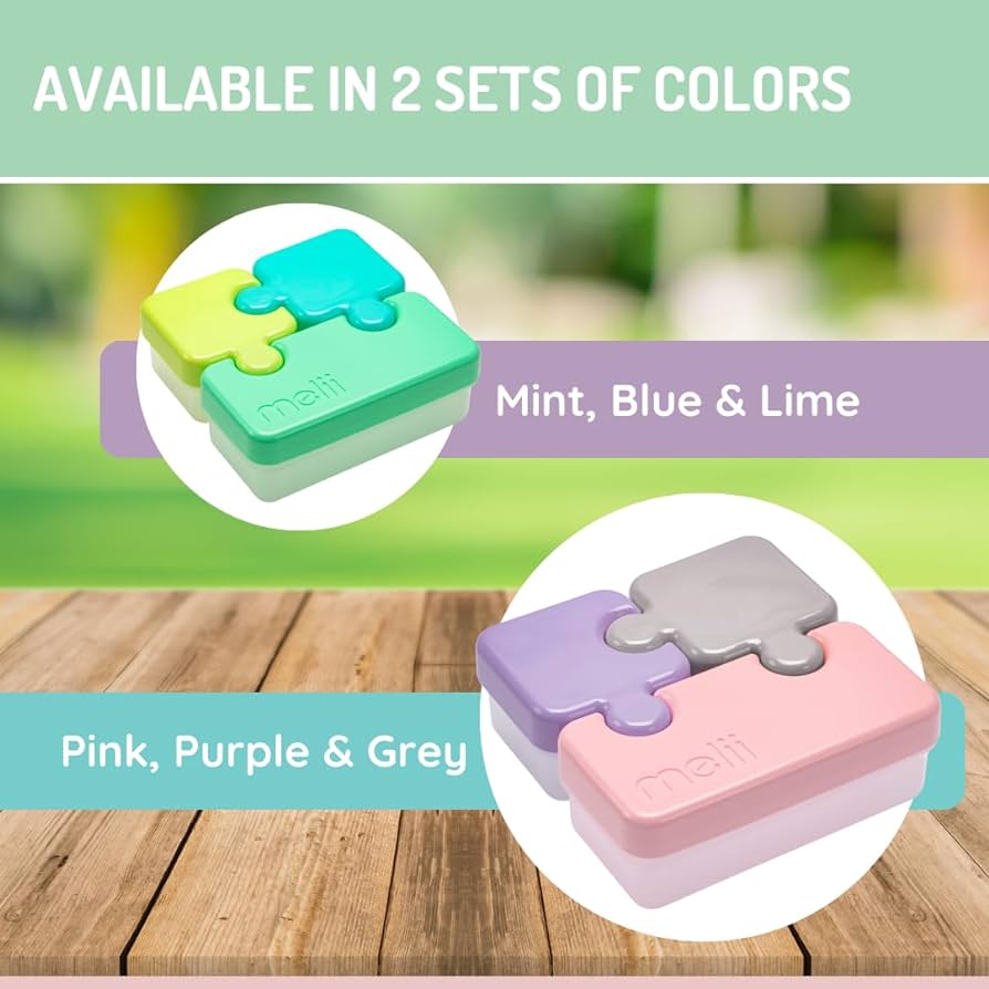 Melii Puzzle Container - 1 pack Lime, Mint & Blue - 15100