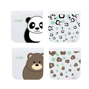 Melii Reusable Eva Animal Snack Bags - 4 pack Multicolor - 21220