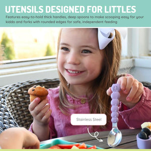 Melii Silicone Bowl with Lid & Utensils Cat - Purple - 12610