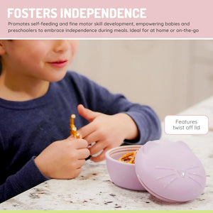 Melii Silicone Bowl with Lid & Utensils Cat - Purple - 12610