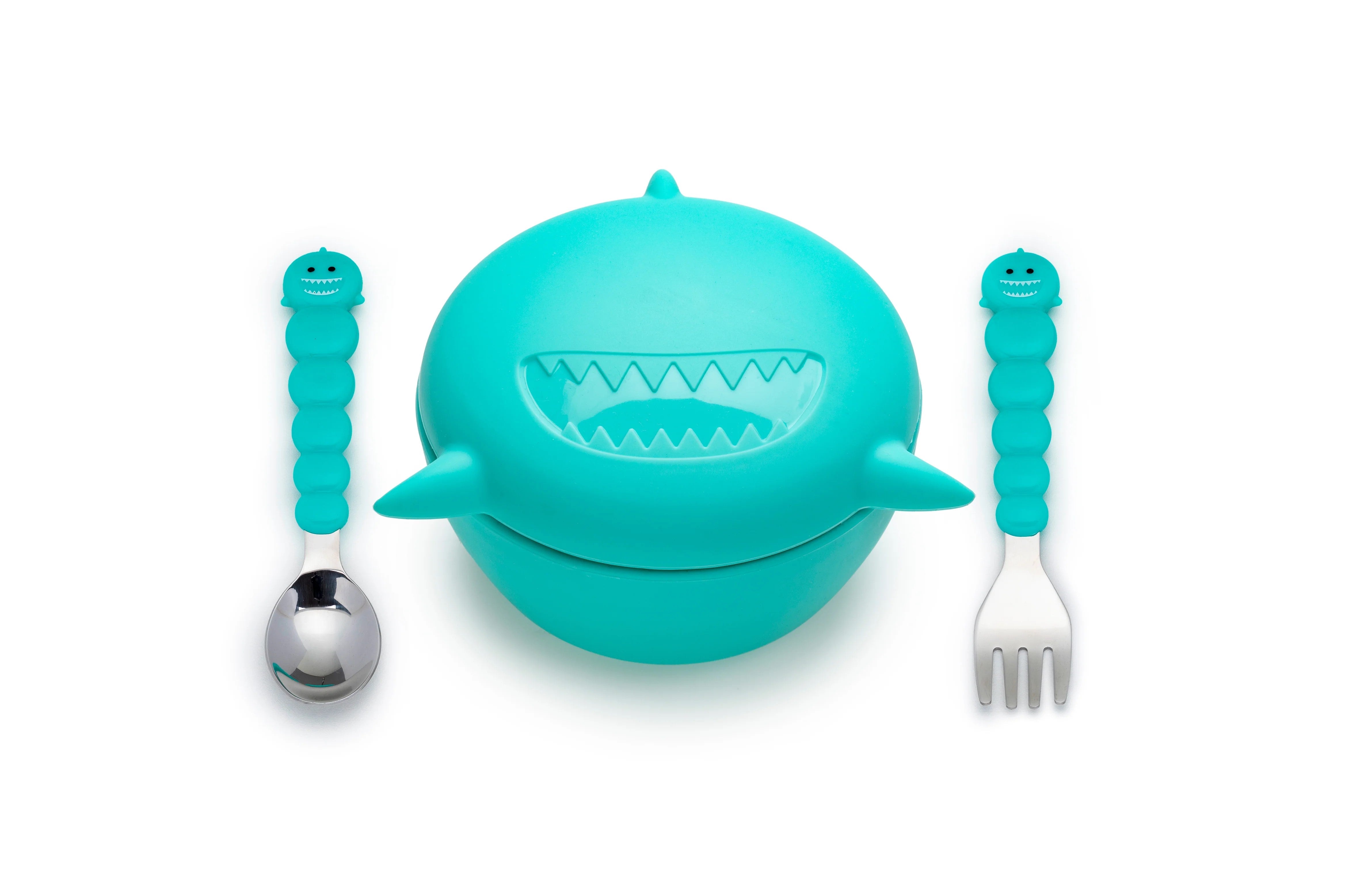 Melii Silicone Bowl with Lid & Utensils - Shark Blue - 12810