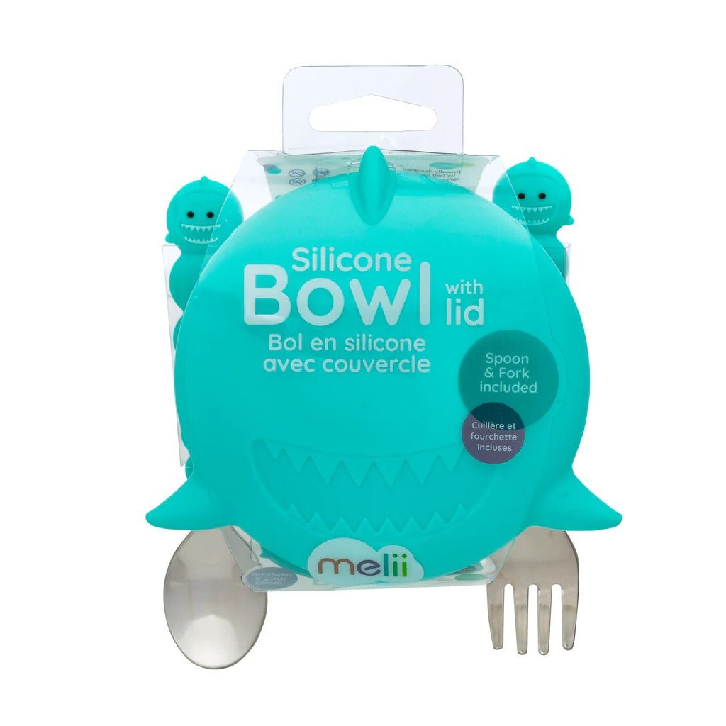 Melii Silicone Bowl with Lid & Utensils - Shark Blue - 12810