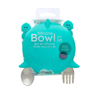 Melii Silicone Bowl with Lid & Utensils - Shark Blue - 12810