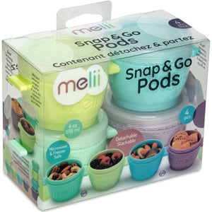 Melii Silicone Snap & Go Pods (4oz) - 4 piece set Multicolor - 10450