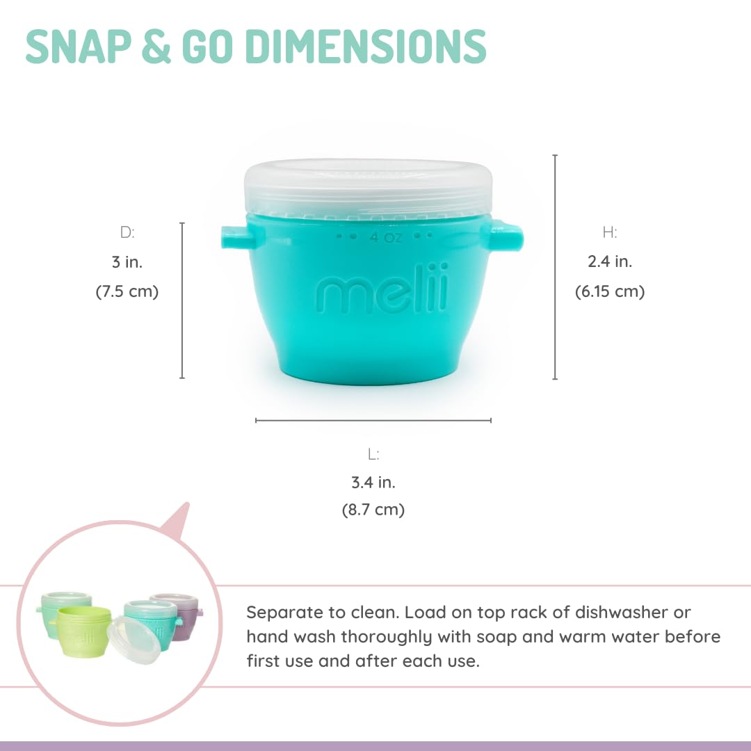 Melii Silicone Snap & Go Pods (4oz) - 4 piece set Multicolor - 10450