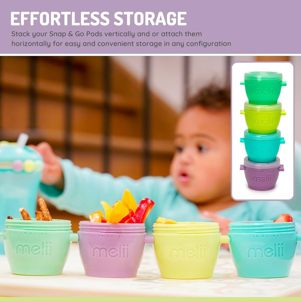 Melii Silicone Snap & Go Pods (4oz) - 4 piece set Multicolor - 10450