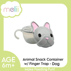 Melii Snack Container with Finger Trap Bulldog - Grey - 18200
