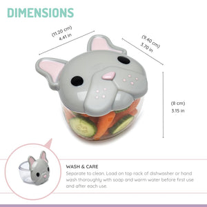 Melii Snack Container with Finger Trap Bulldog - Grey - 18200