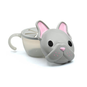 Melii Snack Container with Finger Trap Bulldog - Grey - 18200