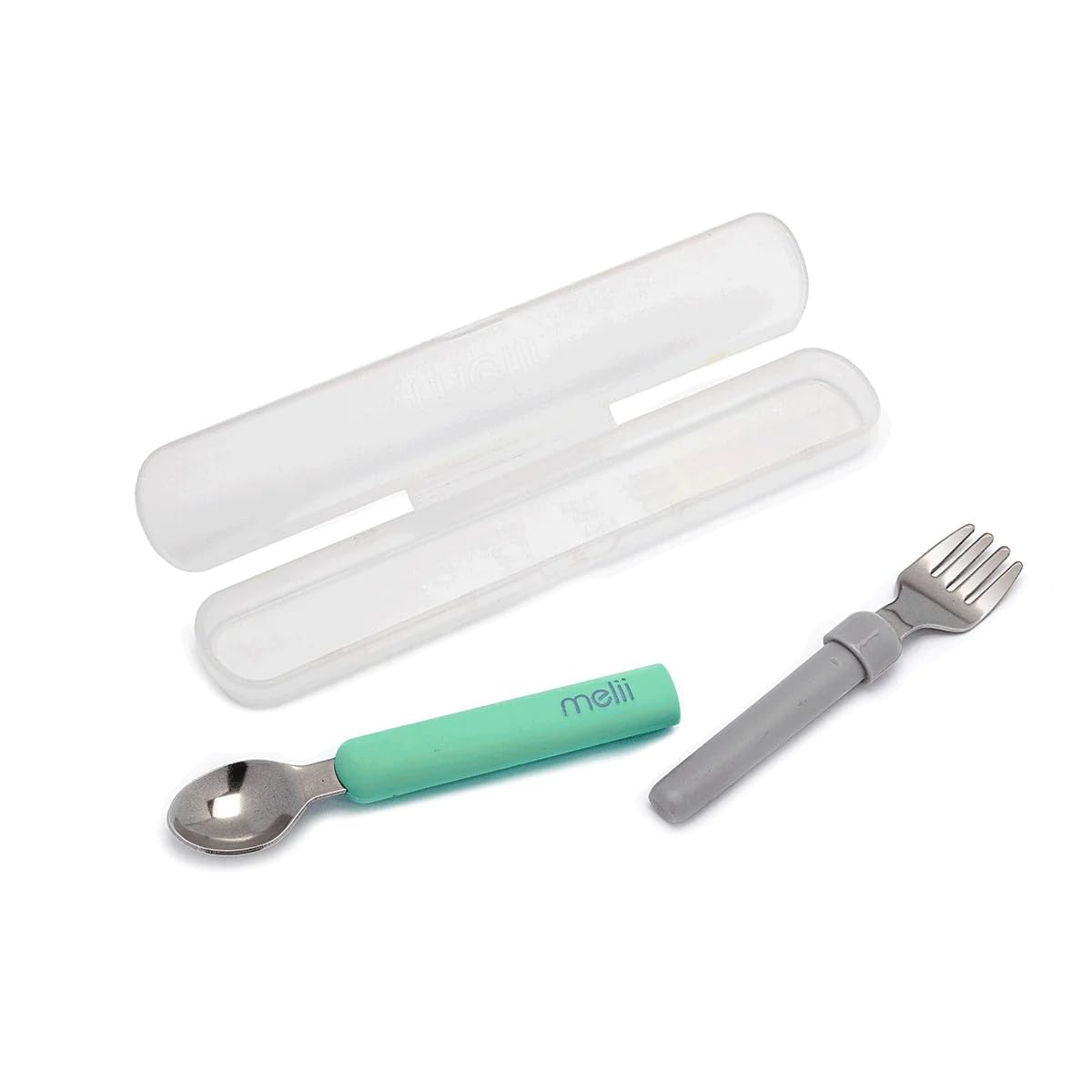 Melii Spork On the Go With Case Mint & grey - 11250