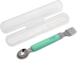 Melii Spork On the Go With Case Mint & grey - 11250