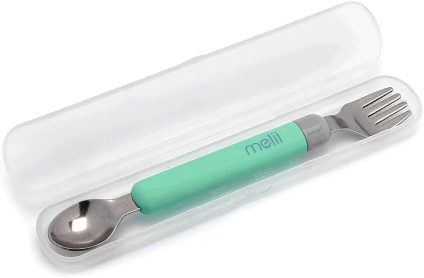 Melii Spork On the Go With Case Mint & grey - 11250