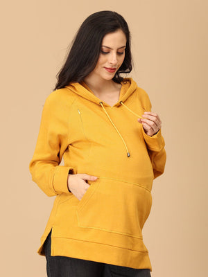 Mellow Yellow Maternity and Nursing Sweatshirt Hoodie - MNSWT - SD - MLYLW - S