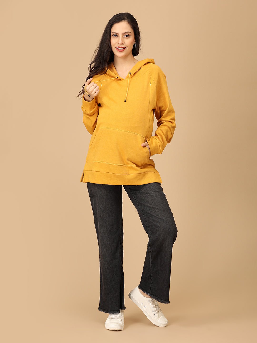 Mellow Yellow Maternity and Nursing Sweatshirt Hoodie - MNSWT - SD - MLYLW - S