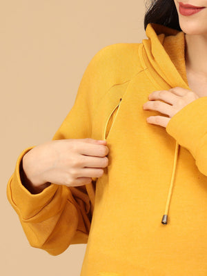 Mellow Yellow Maternity and Nursing Sweatshirt Hoodie - MNSWT - SD - MLYLW - S