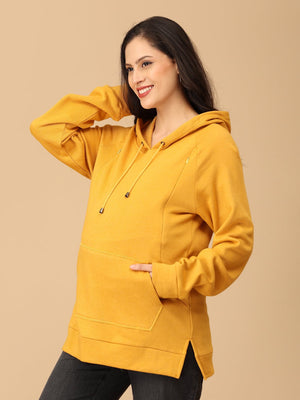 Mellow Yellow Maternity and Nursing Sweatshirt Hoodie - MNSWT - SD - MLYLW - S