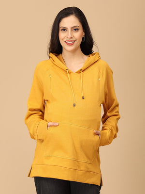 Mellow Yellow Maternity and Nursing Sweatshirt Hoodie - MNSWT - SD - MLYLW - S