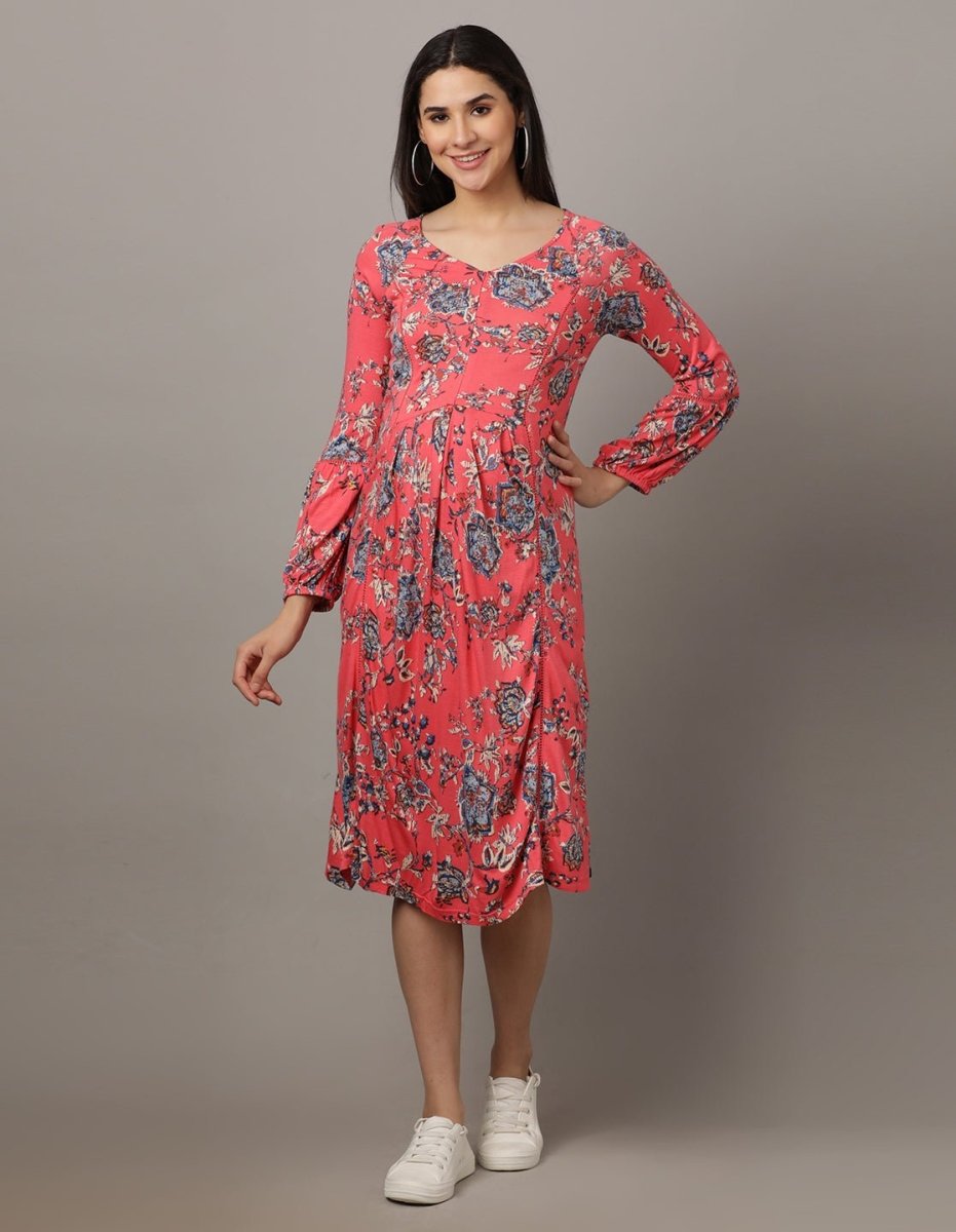 Miami Pink Lace Maternity Dress With Nursing - DRS-MIMPK-S