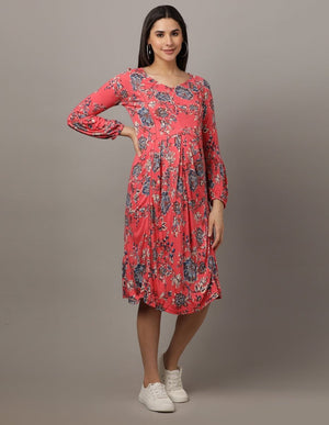 Miami Pink Lace Maternity Dress With Nursing - DRS-MIMPK-S