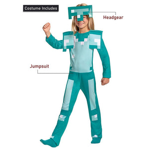 Minecraft Gamer costume,Kids Halloween Costume Fancy Dress Up - 4 - 6 Years Halloween