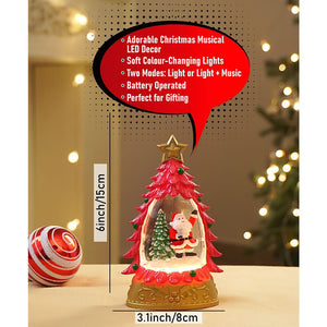 Mini Red Tree colorful LED light Dome with Music Christmas Table Décor & Gift option - Christmas