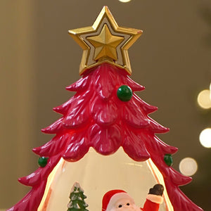 Mini Red Tree colorful LED light Dome with Music Christmas Table Décor & Gift option - Christmas