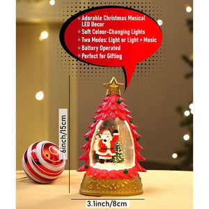 Mini Red Tree with Santa Sack colorful LED light Dome with Music Christmas Table Décor & Gift option - Christmas