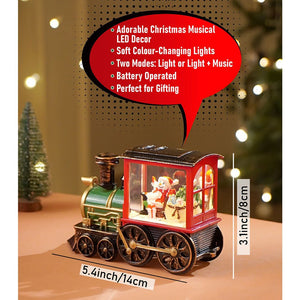 Mini Santa Mini Train with LED Light and Music Christmas Table Décor & Gift option - Christmas