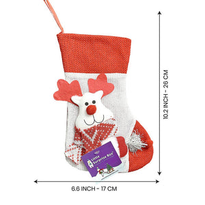 Mini Snowflake Deer Christmas Stocking, 10 inches - XMAS STOCKINGS