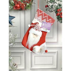 Mini Snowflake Santa Christmas Stocking, 10 inches - XMAS STOCKINGS
