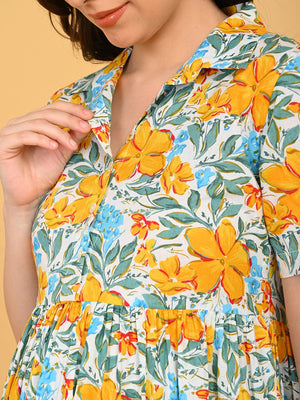 Close-up of Minimal Muse Maternity And Nursing Dress showing button-down nursing-friendly neckline and collar