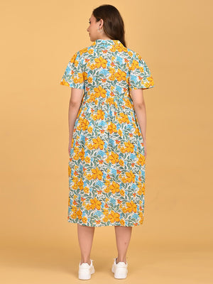 Back view of Minimal Muse Maternity And Nursing Dress showing relaxed fit and midi length