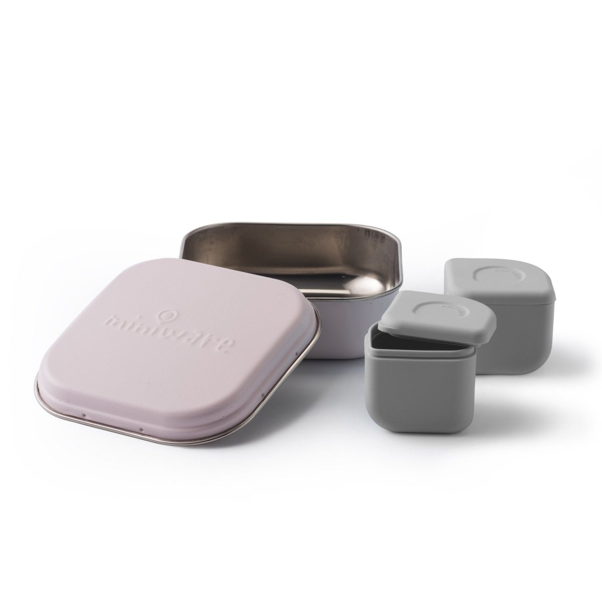 Miniware Grow Bento with 2 silipods Lunch Box- Cotton Candy+Grey - GBC2G