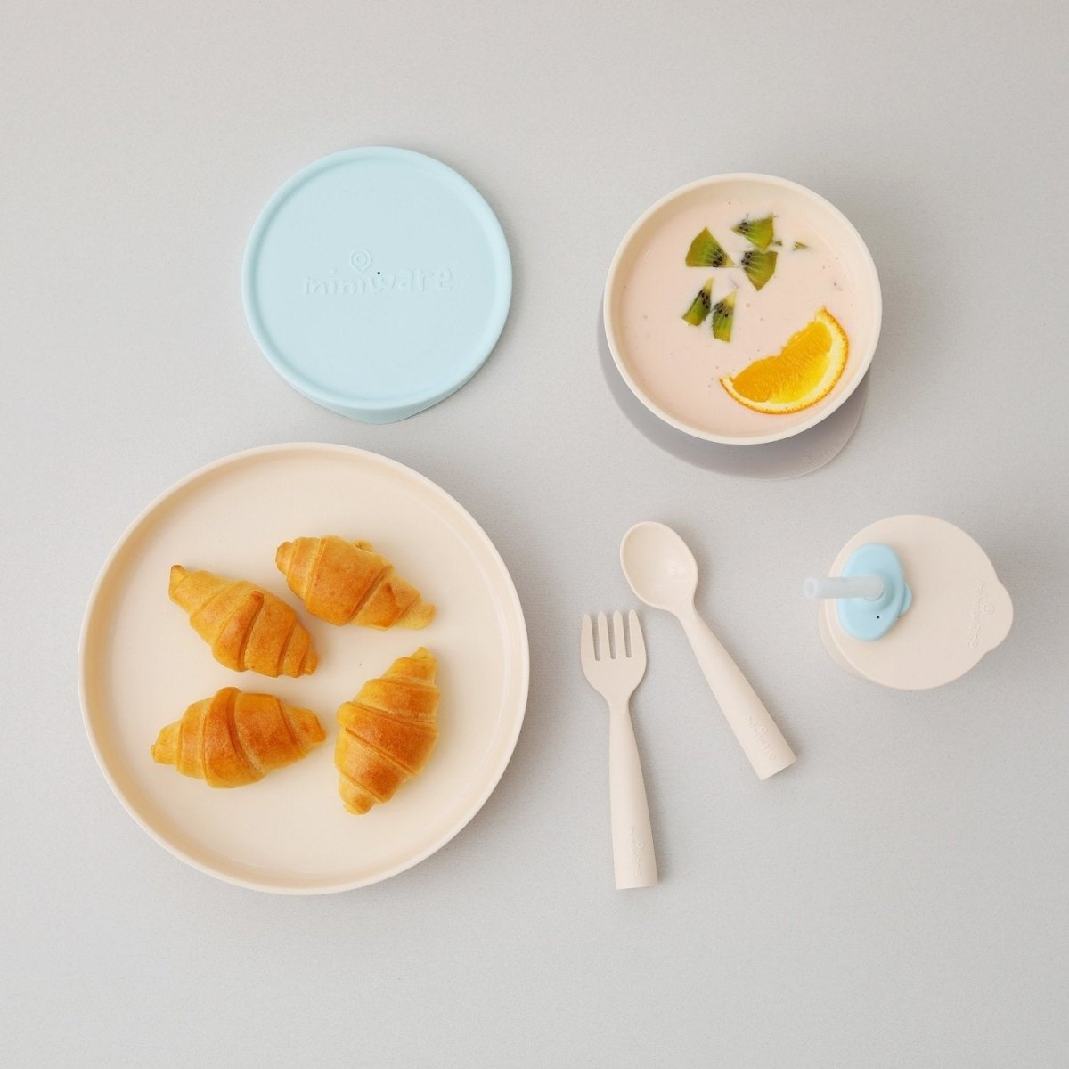 Miniware Little Foodie All-in-one Feeding Set-Vanilla/Aqua - MWLFVA