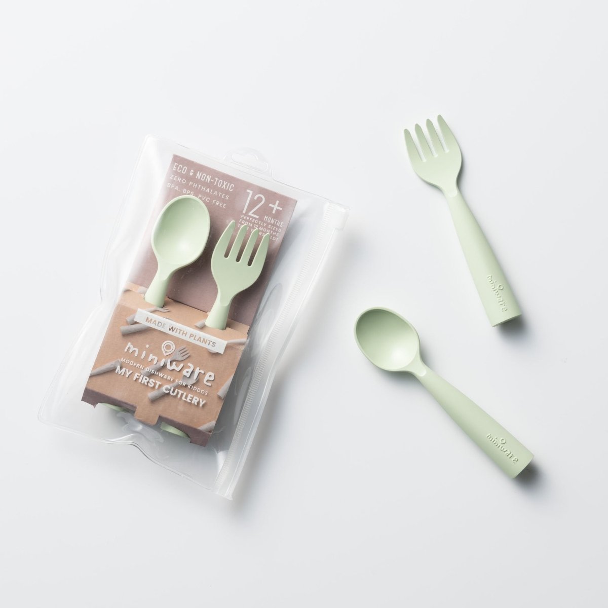 Miniware My First Cutlery Fork & Spoon Set - Key Lime - MWMFCK
