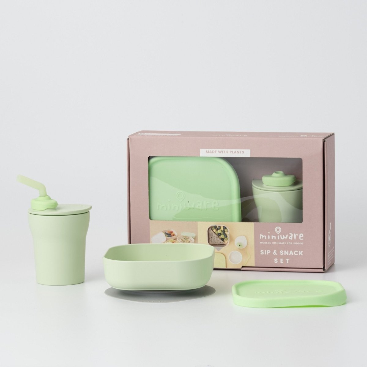 Miniware Suction Bowl with Sippy Cup - Lime - MWSKKK