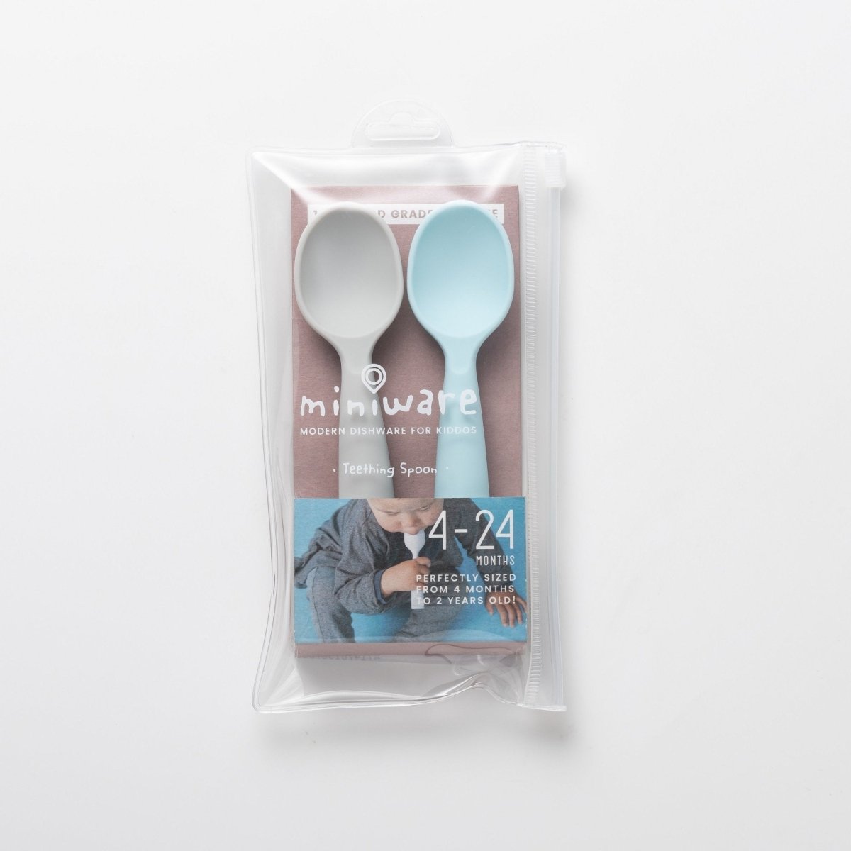 Miniware Training Spoon Set - Grey and Aqua - MWTSGA