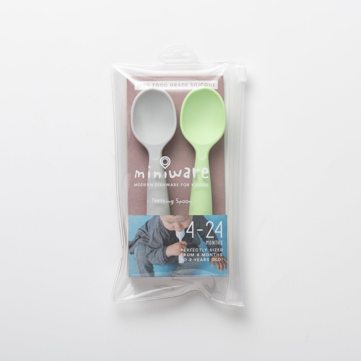 Miniware Training Spoon Set - Grey and Lime - MWTSGK