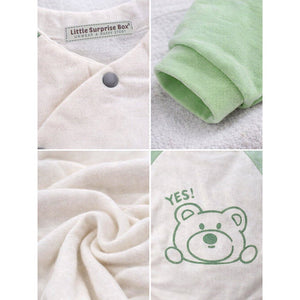 Mint Bear and Cream Winter Romper with Matching Bib for Tiny Toddlers - 0 - 3 Months Winter Wear