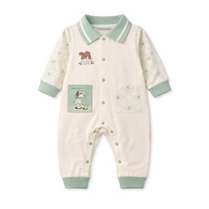 Mint Collar Puppy, Full Sleeves Jumpsuit Romper for Tiny Toddlers - 6 - 12 Months Kids Clothing