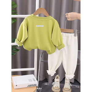 Mint Green 3D Cap Design 2 Pcs Track Suit Set For Toddlers And Kids - 3 - 4 Years Kids Clothing