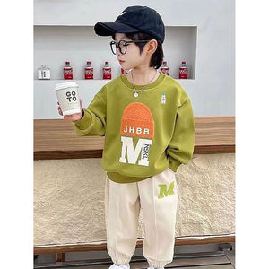 Mint Green 3D Cap Design 2 Pcs Track Suit Set For Toddlers And Kids - 3 - 4 Years Kids Clothing